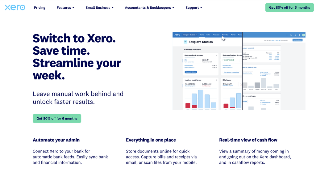 Xero turn hobby to business homepage (screenshot)