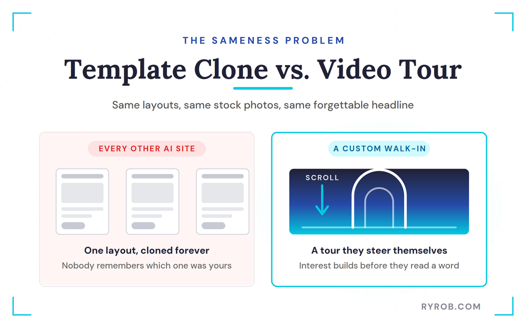 Identical AI templates versus custom video tour