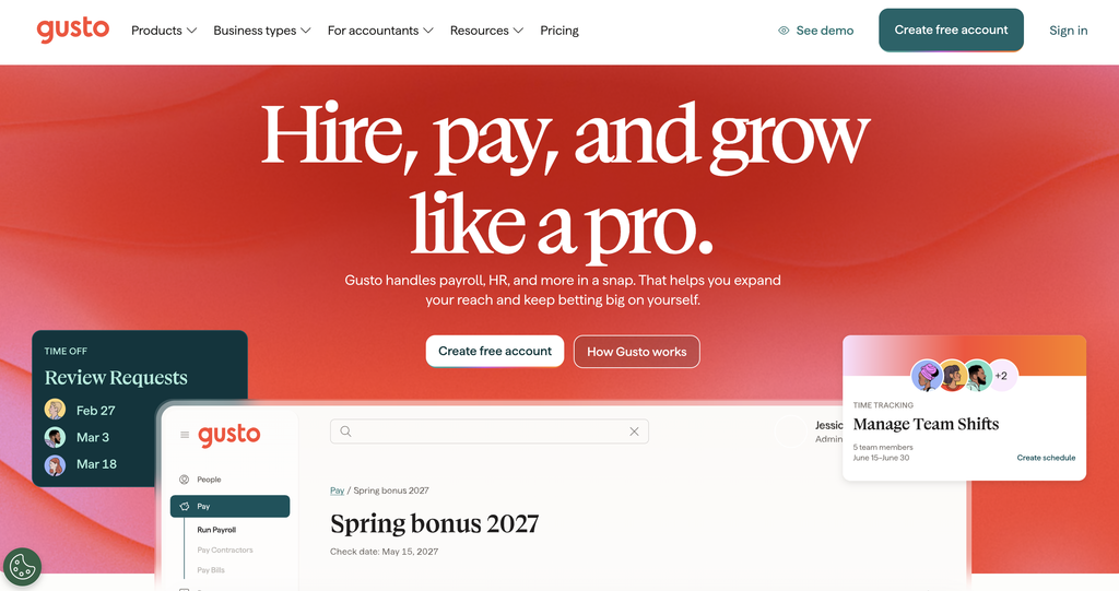 Gusto homepage